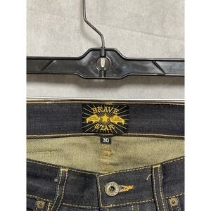 Brave Star Jeans Men 30x33 Raw Blue Selvedge Denim Regular Taper USA Made Grunge